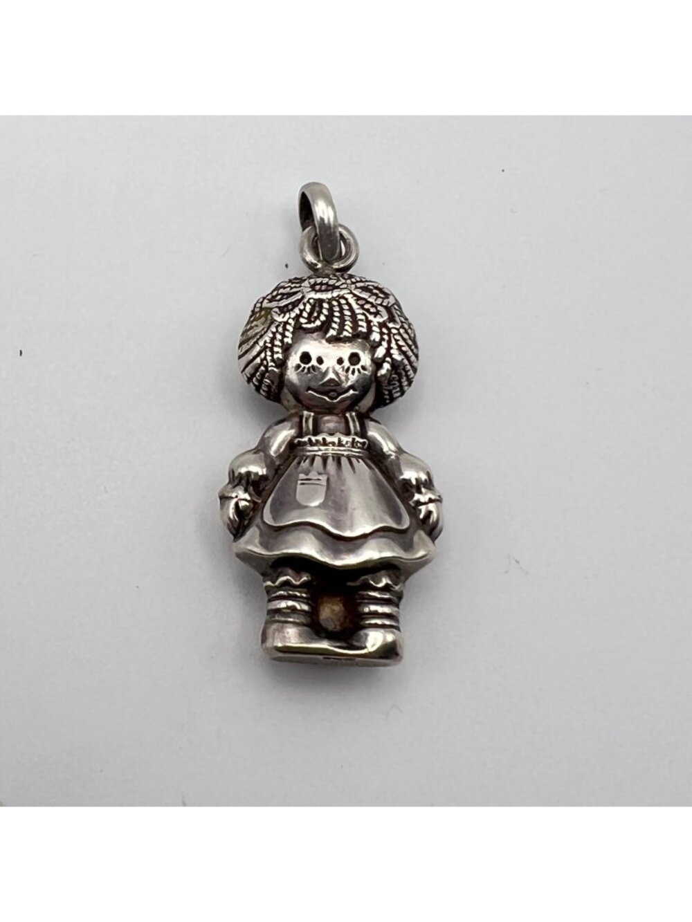 Vintage Sterling Silver Raggedy Ann Pendant Charm Macmillan Topazio 1975